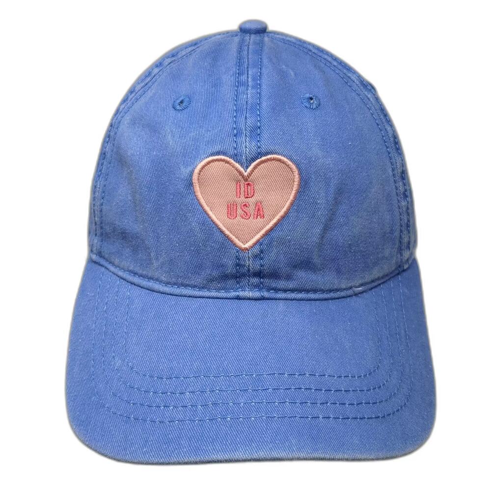 Home Free Baseball Cap Blue One Size Hat ID USA Heart Embroidered Striped Brim